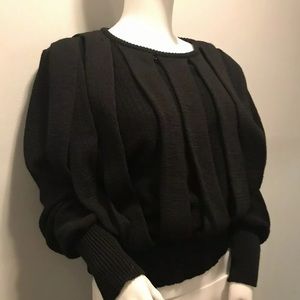 Vintage 80s Bondage Chic Black Sweater New Wave Sm